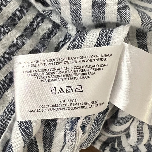 Orvis Cap Sleeve Linen Blend Short Sleeve Striped Shirt Size Large - Picture 8 of 8